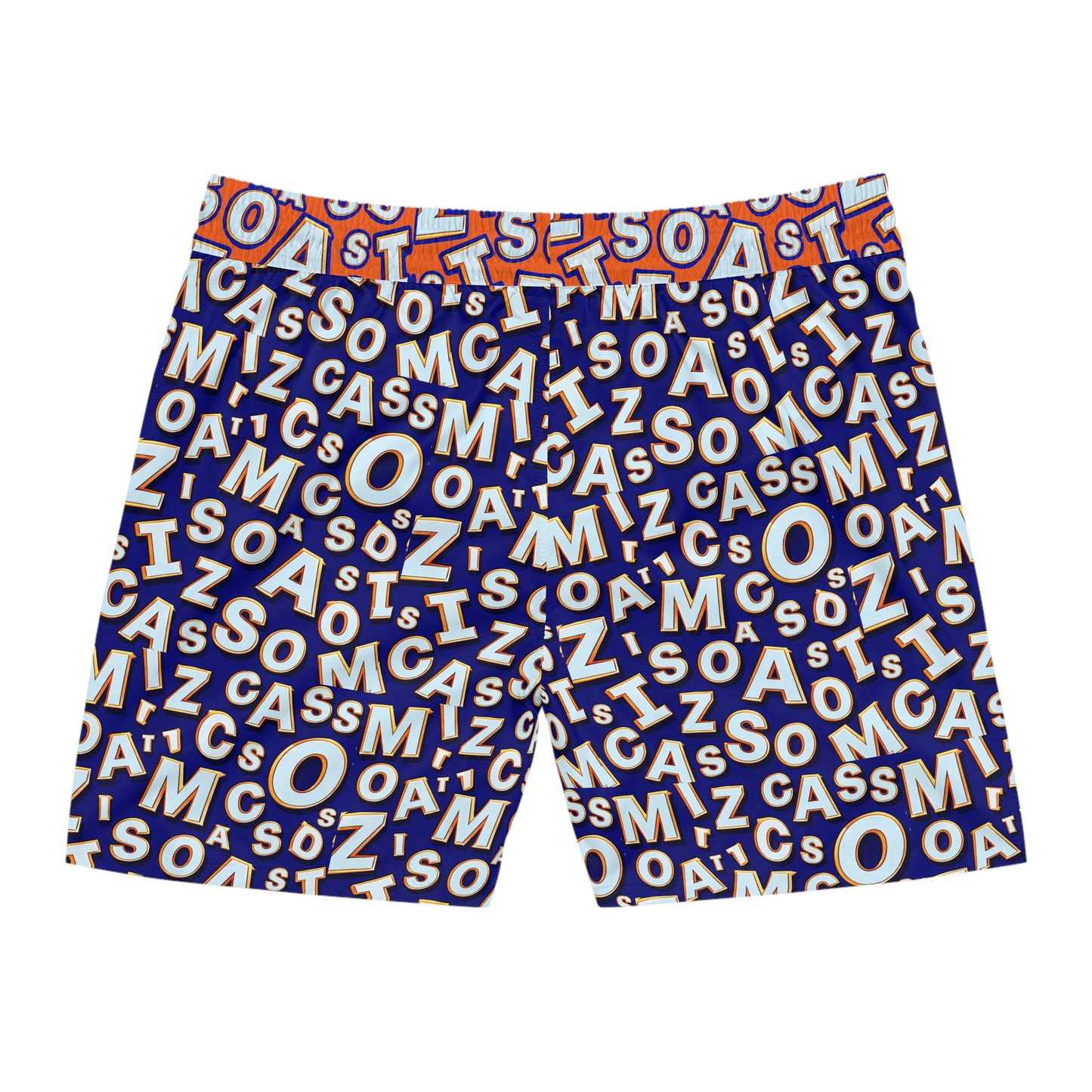Letter-Print Men's Swim Shorts — Bold Typographic Pattern