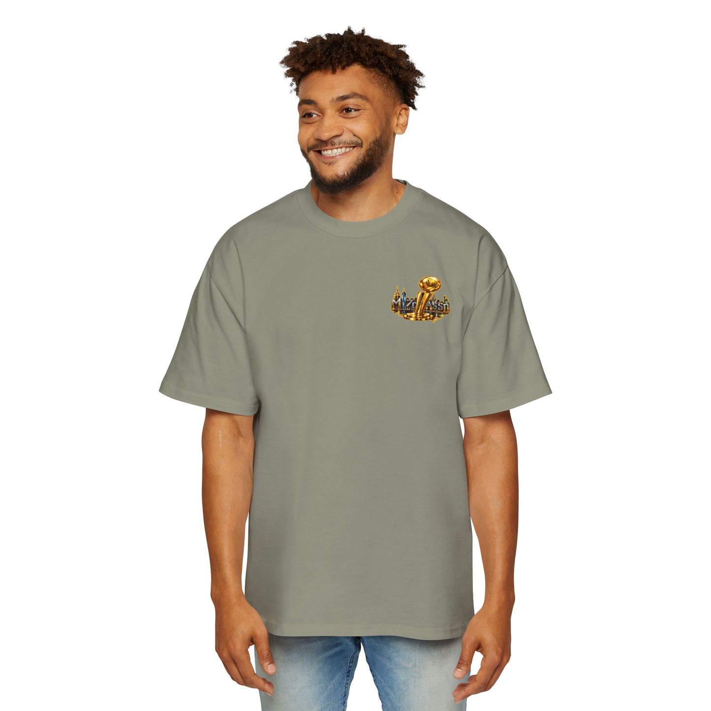 Championship Trophy Graphic Tee — 'MVP Assn' Gold City Back Print