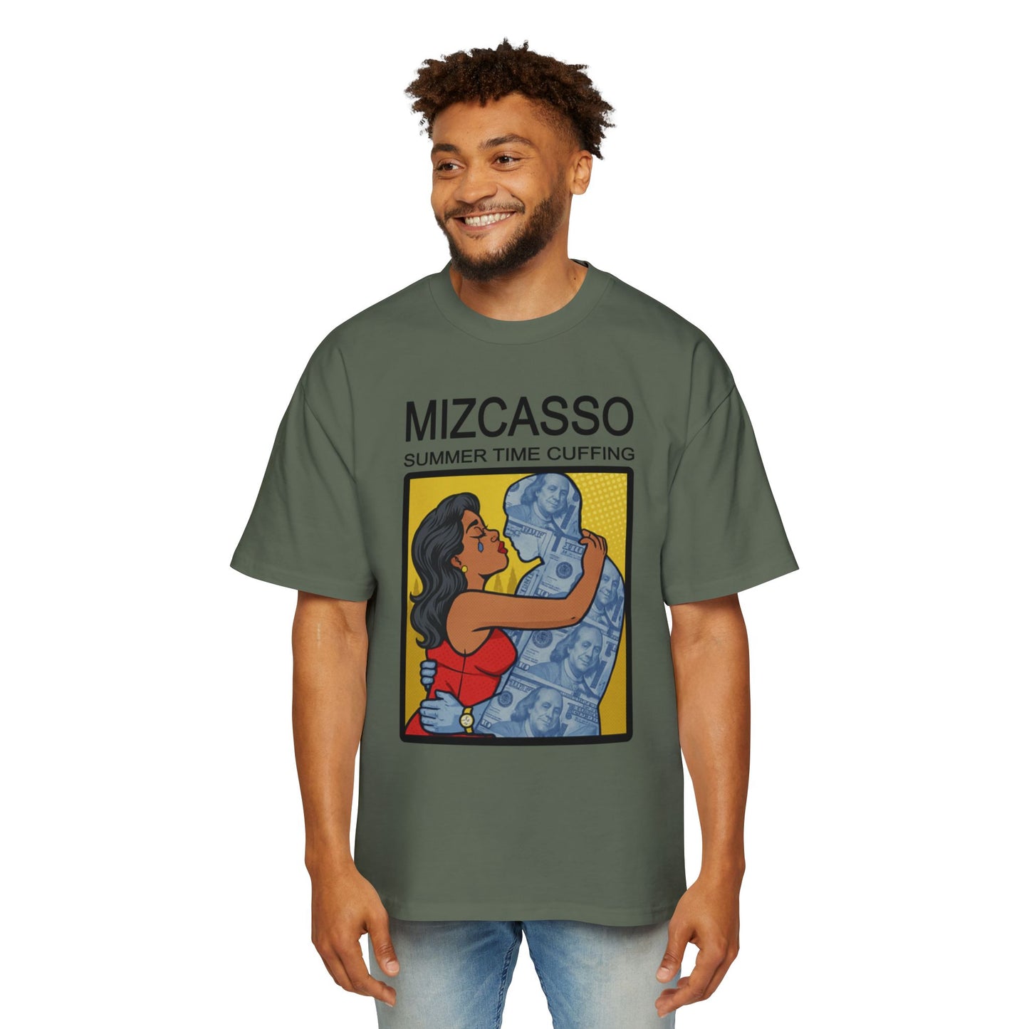 Men's Heavy Oversized Tee - Mizcasso Summer Time Cuffing Graphic