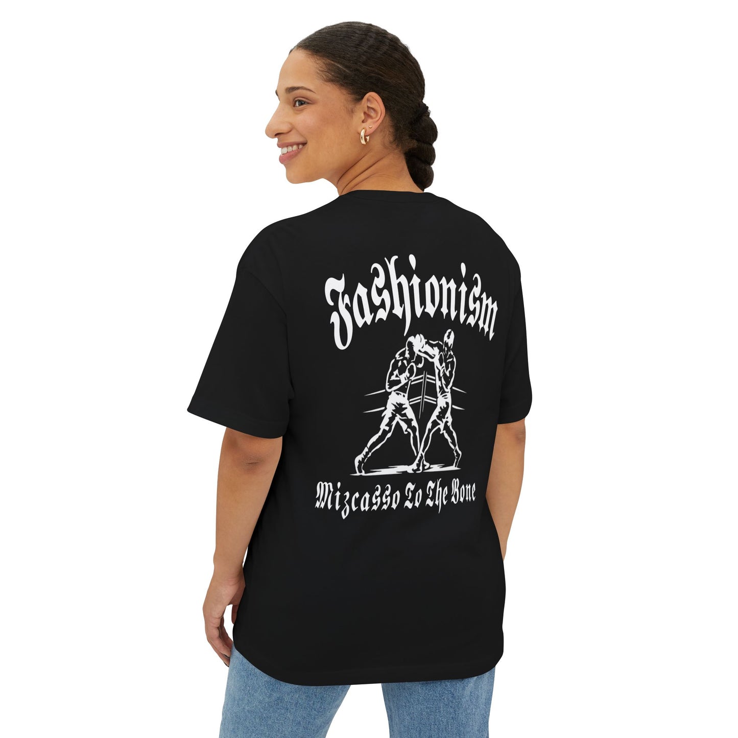 Fashionism Graphic Tee — "Mizcasso To The Bone" Oversized Boxy Shirt