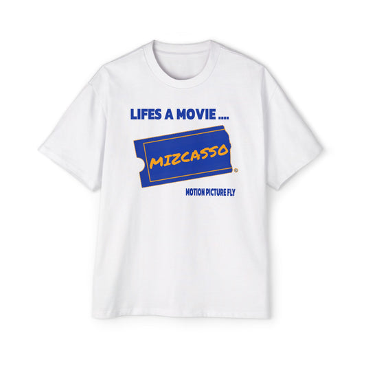 Men's Heavy Oversized Tee - 'Lifes a Movie' Graphic T-Shirt for Movie Lovers