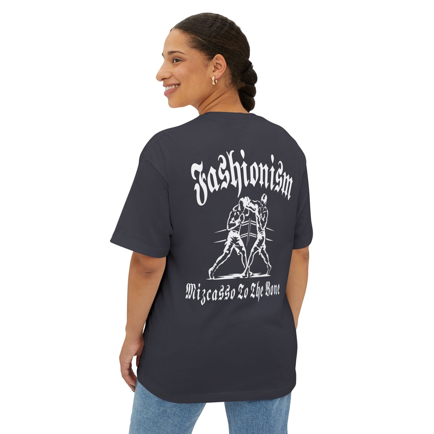 Fashionism Graphic Tee — "Mizcasso To The Bone" Oversized Boxy Shirt