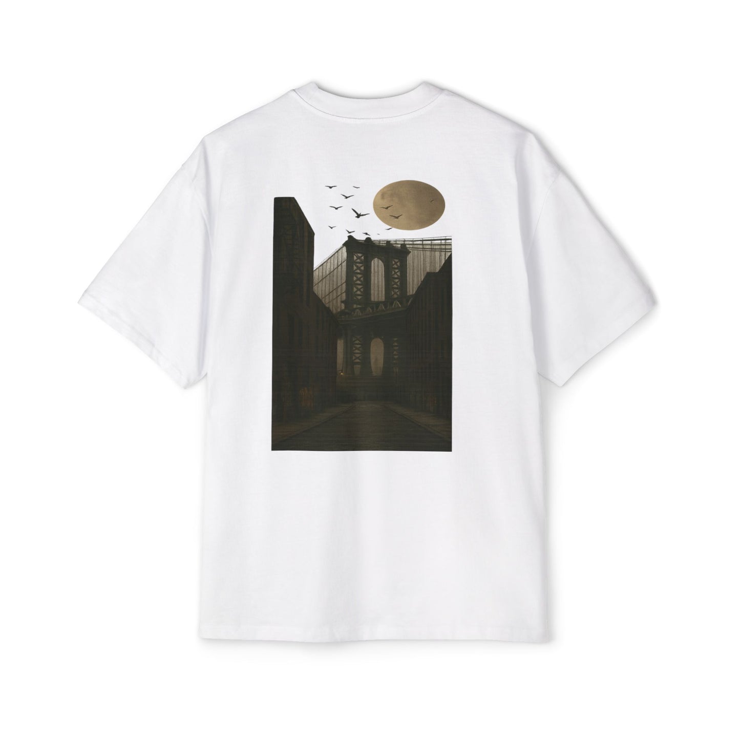 Men's Heavy Oversized Tee - Mizcasso Clothing with Brooklyn Bridge Design