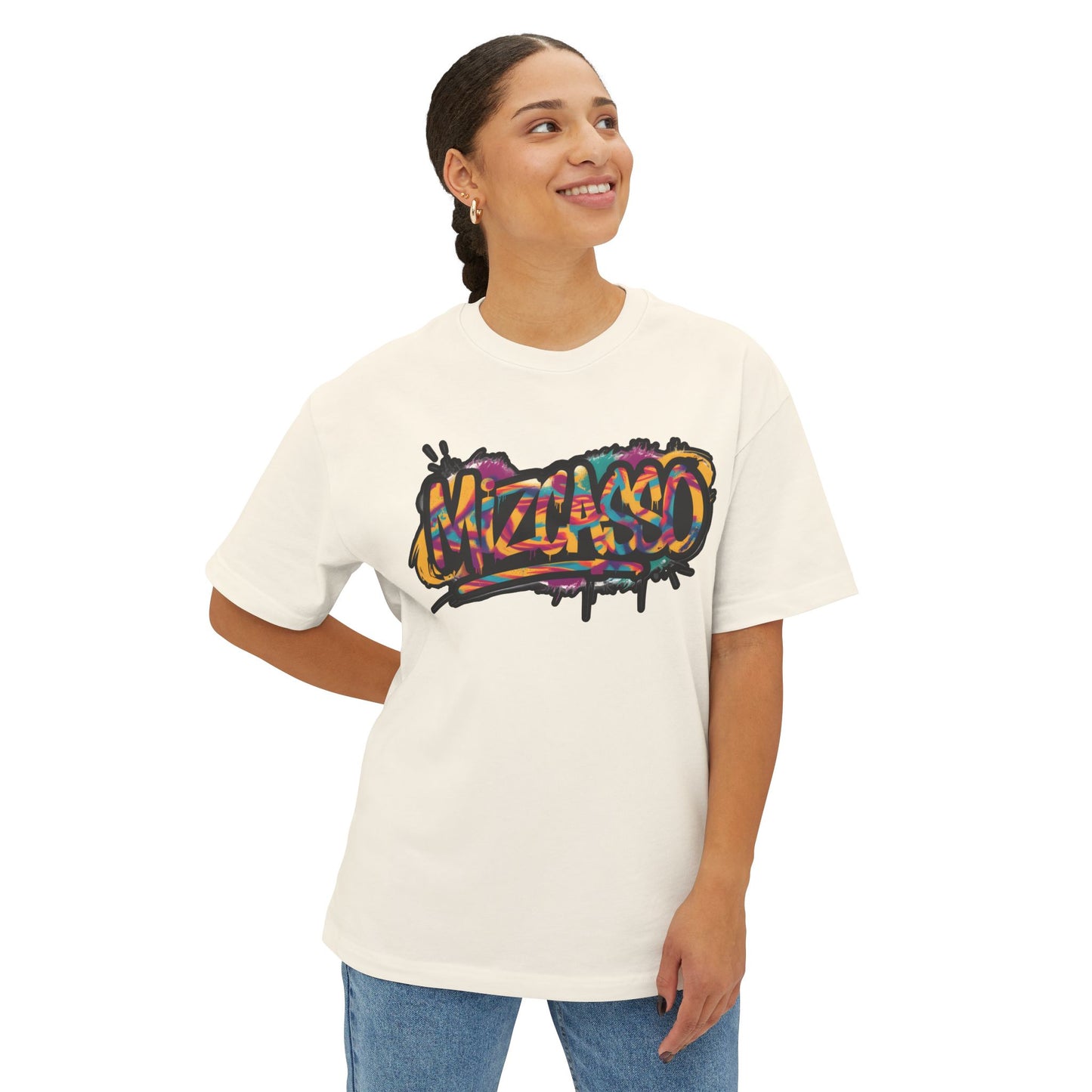Graffiti-Inspired Unisex Oversized Boxy Tee - Urban Street Style Artwork
