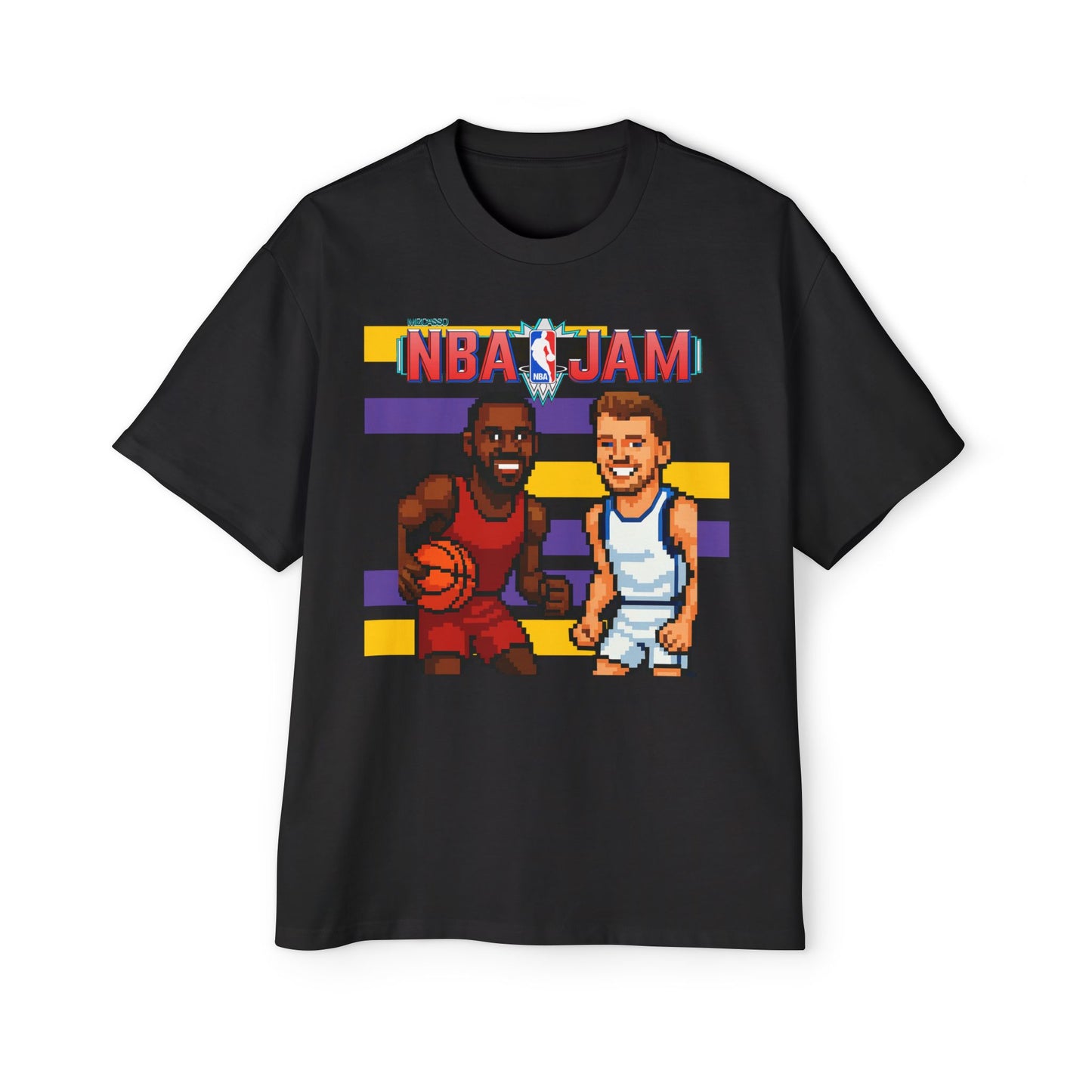 Men's NBA Jam Oversized Tee - Retro Basketball Graphic T-Shirt for Sports Fans