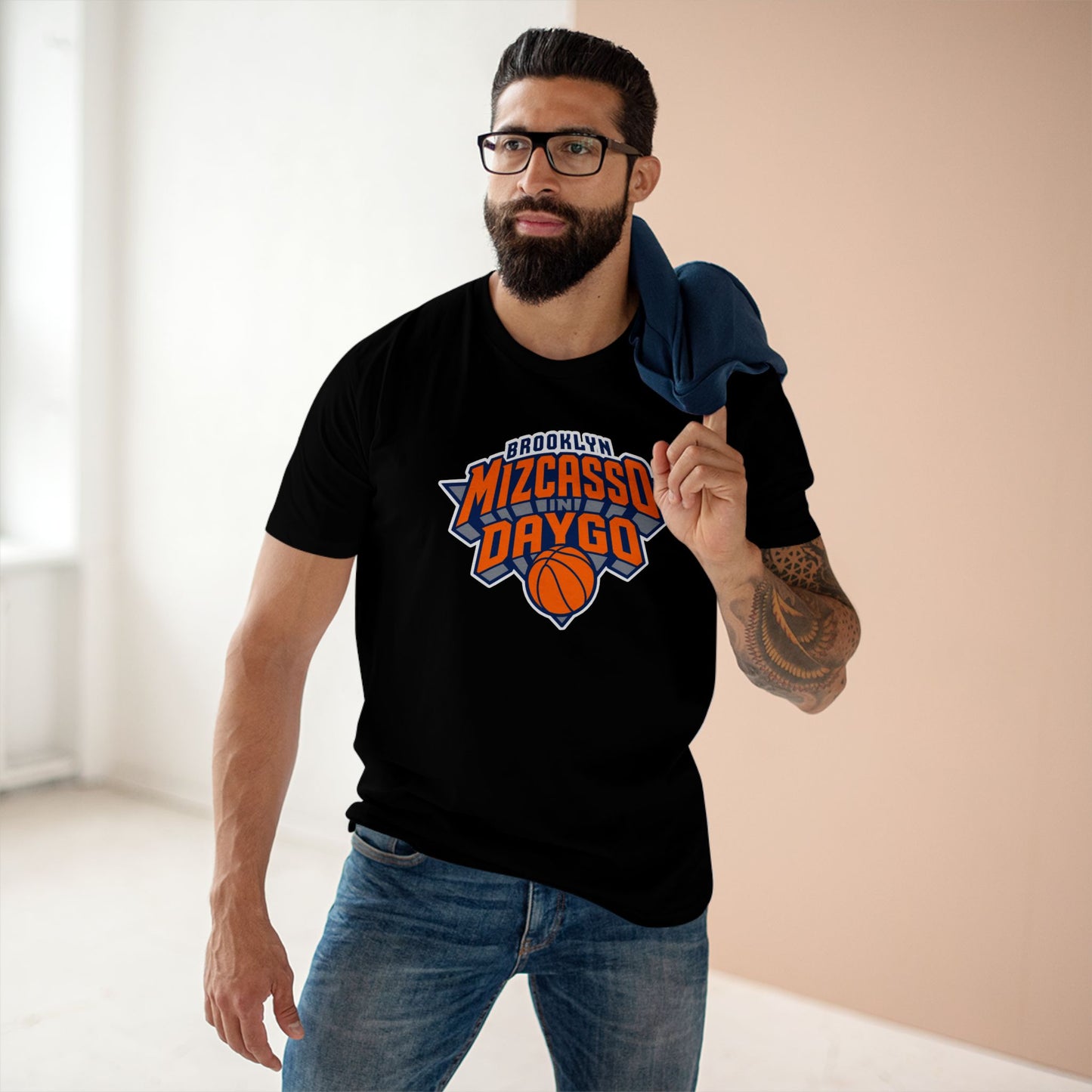Brooklyn Mizcasso & Daygo Basketball Tee — Vintage Orange Team Logo Shirt