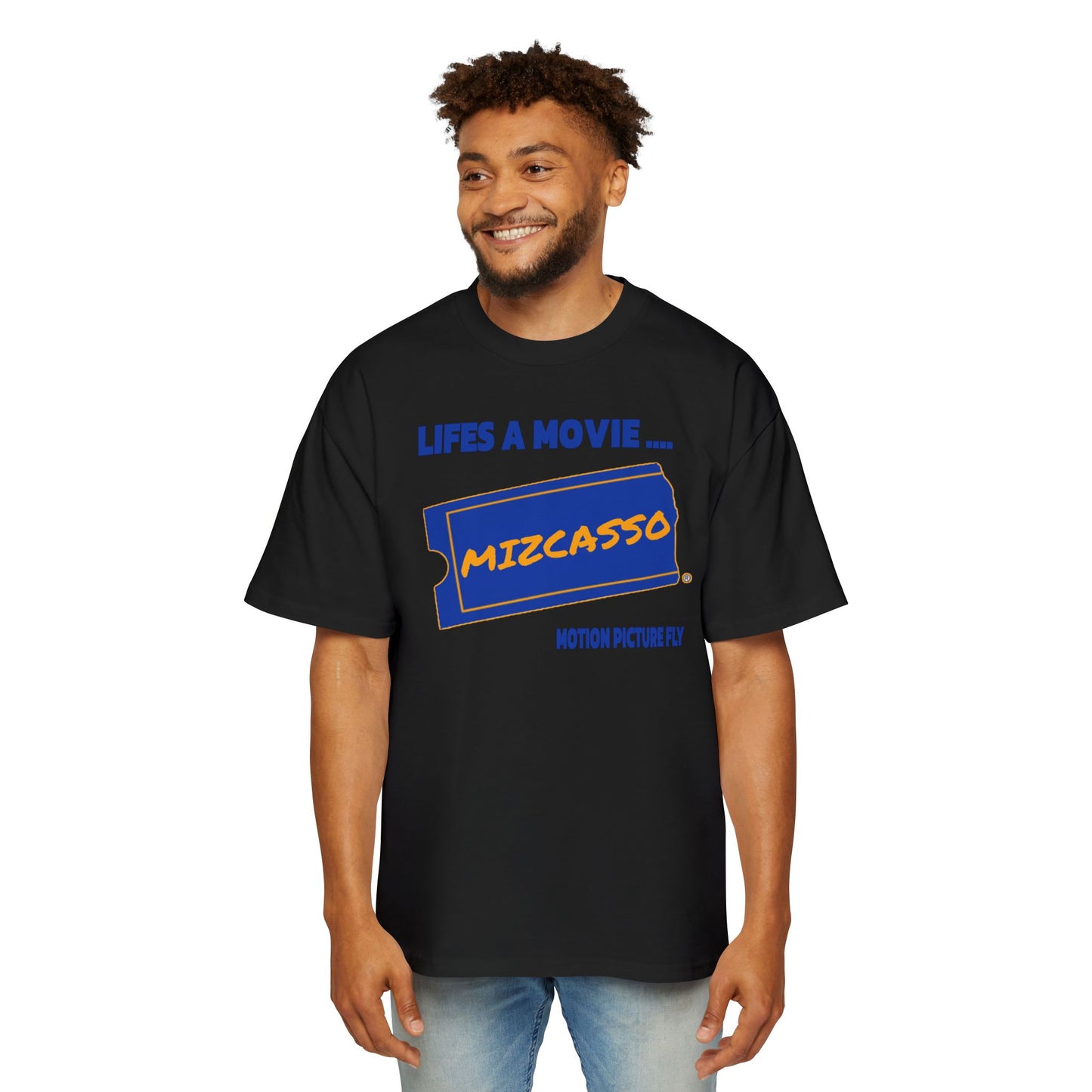 Men's Heavy Oversized Tee - 'Lifes a Movie' Graphic T-Shirt for Movie Lovers