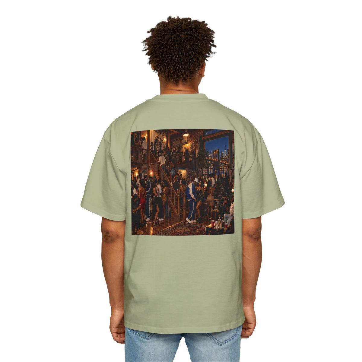 Oversized Men's Tee — Vintage Nightlife Graphic Streetwear