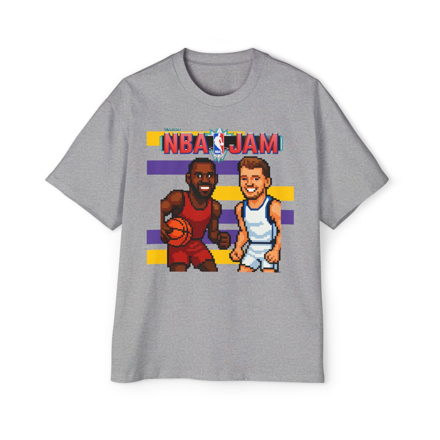 Men's NBA Jam Oversized Tee - Retro Basketball Graphic T-Shirt for Sports Fans