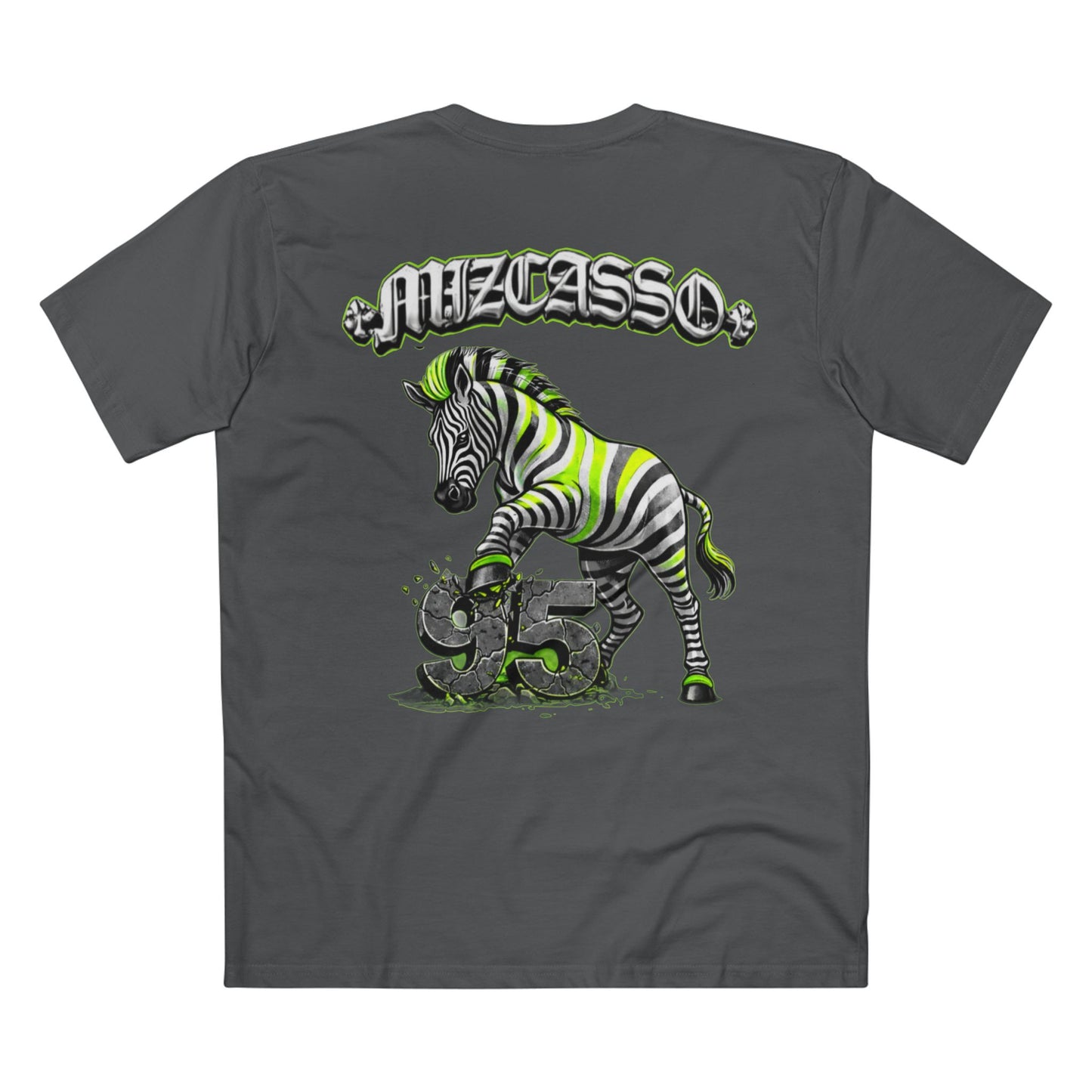Muzcasso Zebra '95' Graphic Tee – Neon Striped Zebra Retro Streetwear