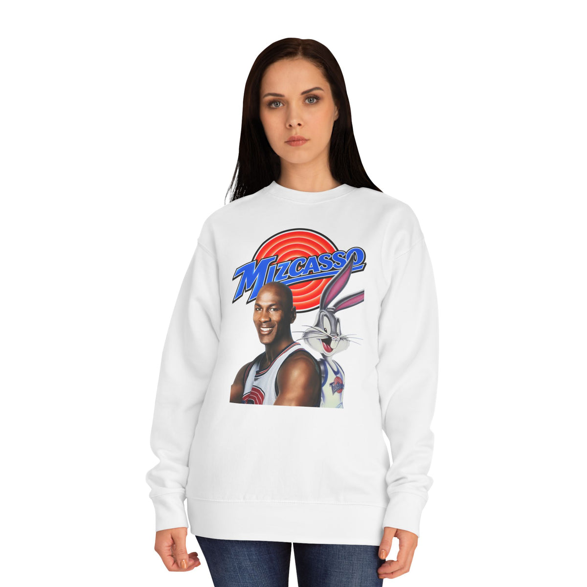 Retro Basketball Crewneck Sweatshirt - 'Mizcass' Space Jam Style Design
