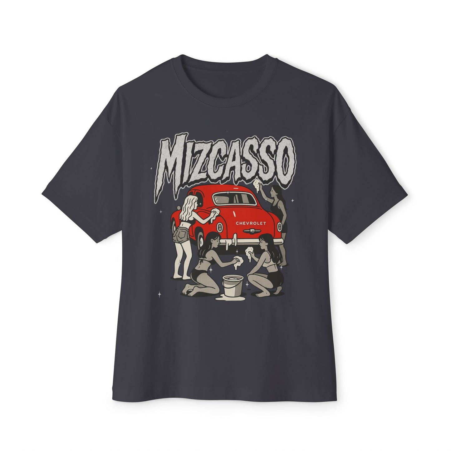 Vintage Mizcasso Oversized Tee - Fun Retro Car and Artist Design