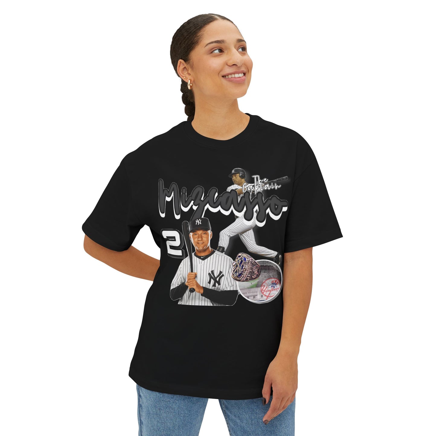 Unisex Oversized Boxy Tee - Vintage Baseball Design with Iconic Player #2