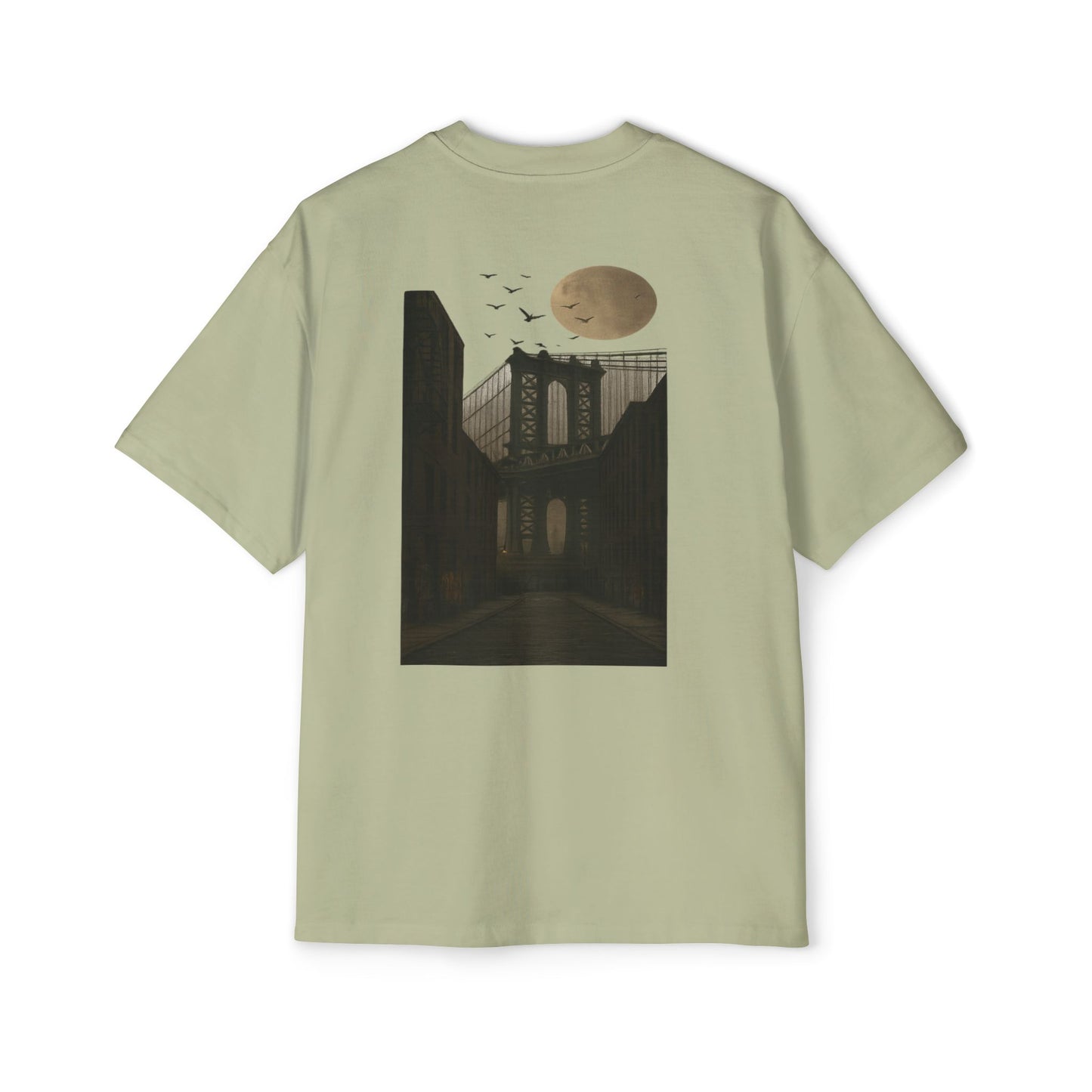 Men's Heavy Oversized Tee - Mizcasso Clothing with Brooklyn Bridge Design