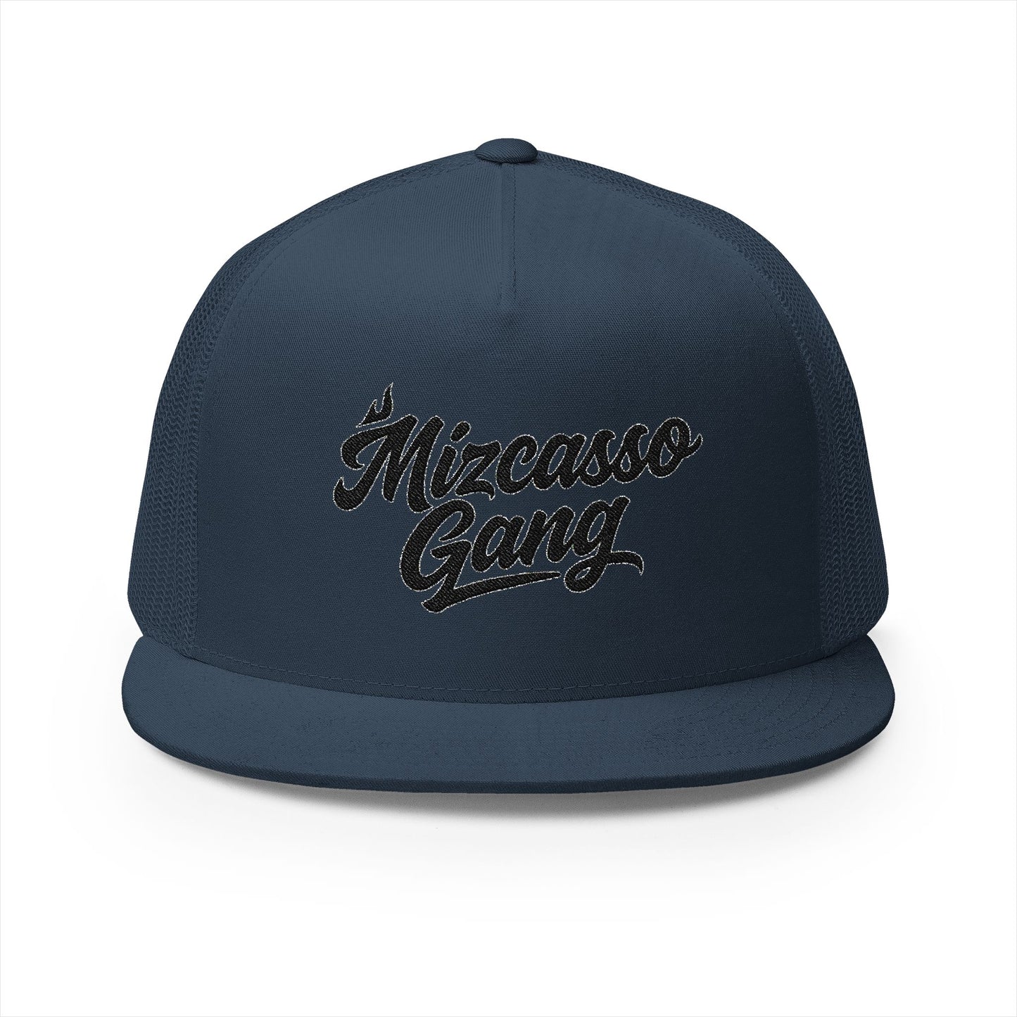 Mizcasso Gang Embroidered 5 Panel Trucker Cap - Vintage Style Hat for Casual Wear
