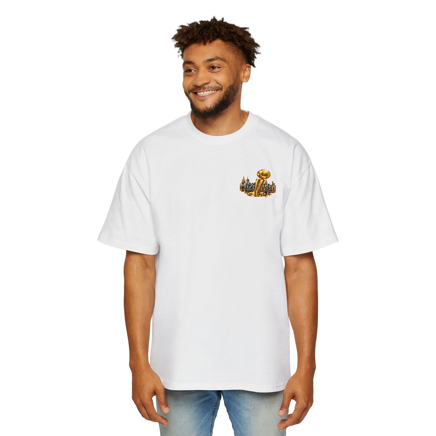 Championship Trophy Graphic Tee — 'MVP Assn' Gold City Back Print