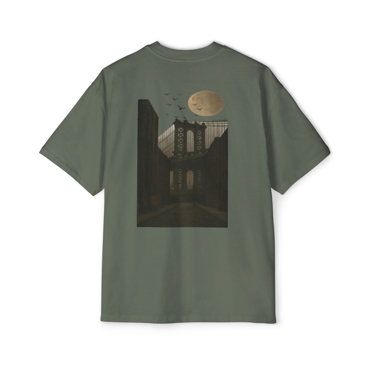 Men's Heavy Oversized Tee - Mizcasso Clothing with Brooklyn Bridge Design