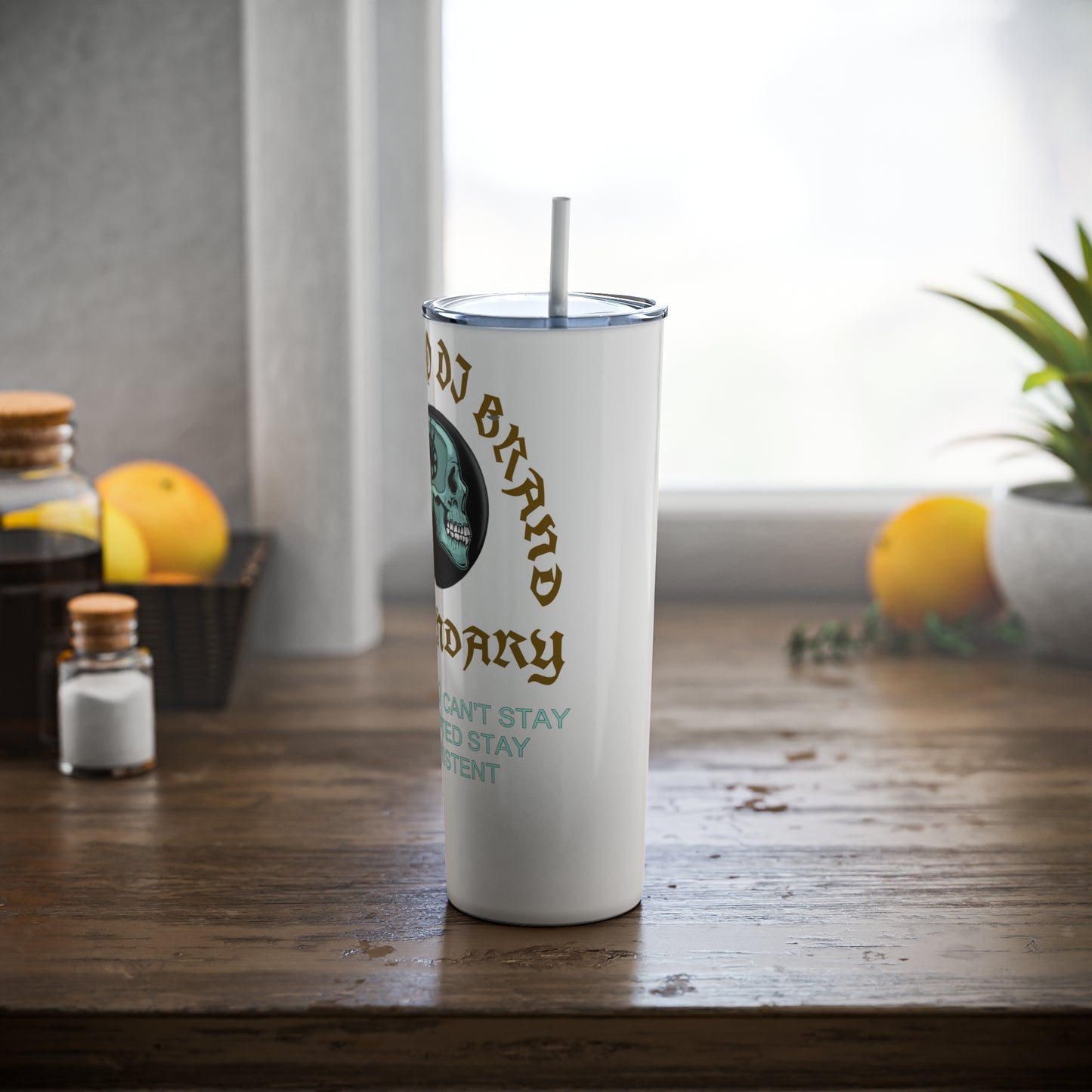 Skinny Steel Tumbler with Straw, 20oz